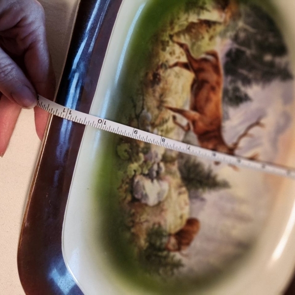 Vintage H&G Bavaria Elk‎ Mountain Scene Serving Tray w 9 Wildlife Salad Plates - Picture 11 of 16